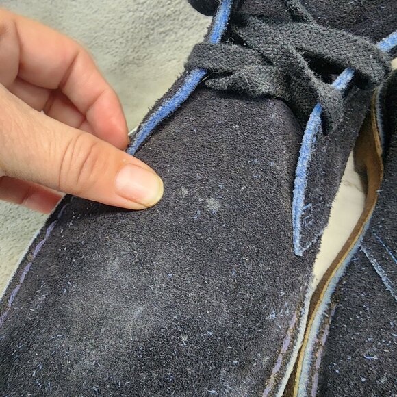 Clarks Shoes Mens Size 12 Blue Leather Crepe Rubber Sole Chukka Boots *Read* main image 10